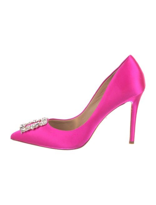 Badgley Mischka Satin Crystal Embellishments Pumps