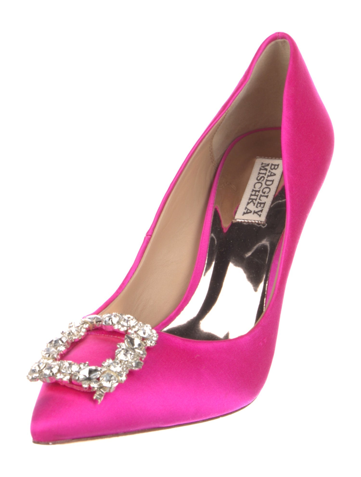 Badgley Mischka Satin Crystal Embellishments Pumps