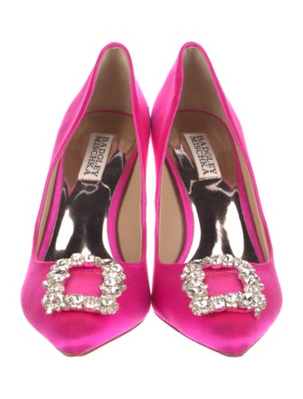 Badgley Mischka Satin Crystal Embellishments Pumps