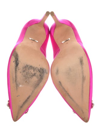 Badgley Mischka Satin Crystal Embellishments Pumps