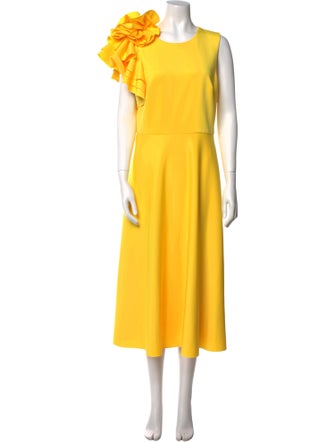 Badgley Mischka Crew Neck Long Dress