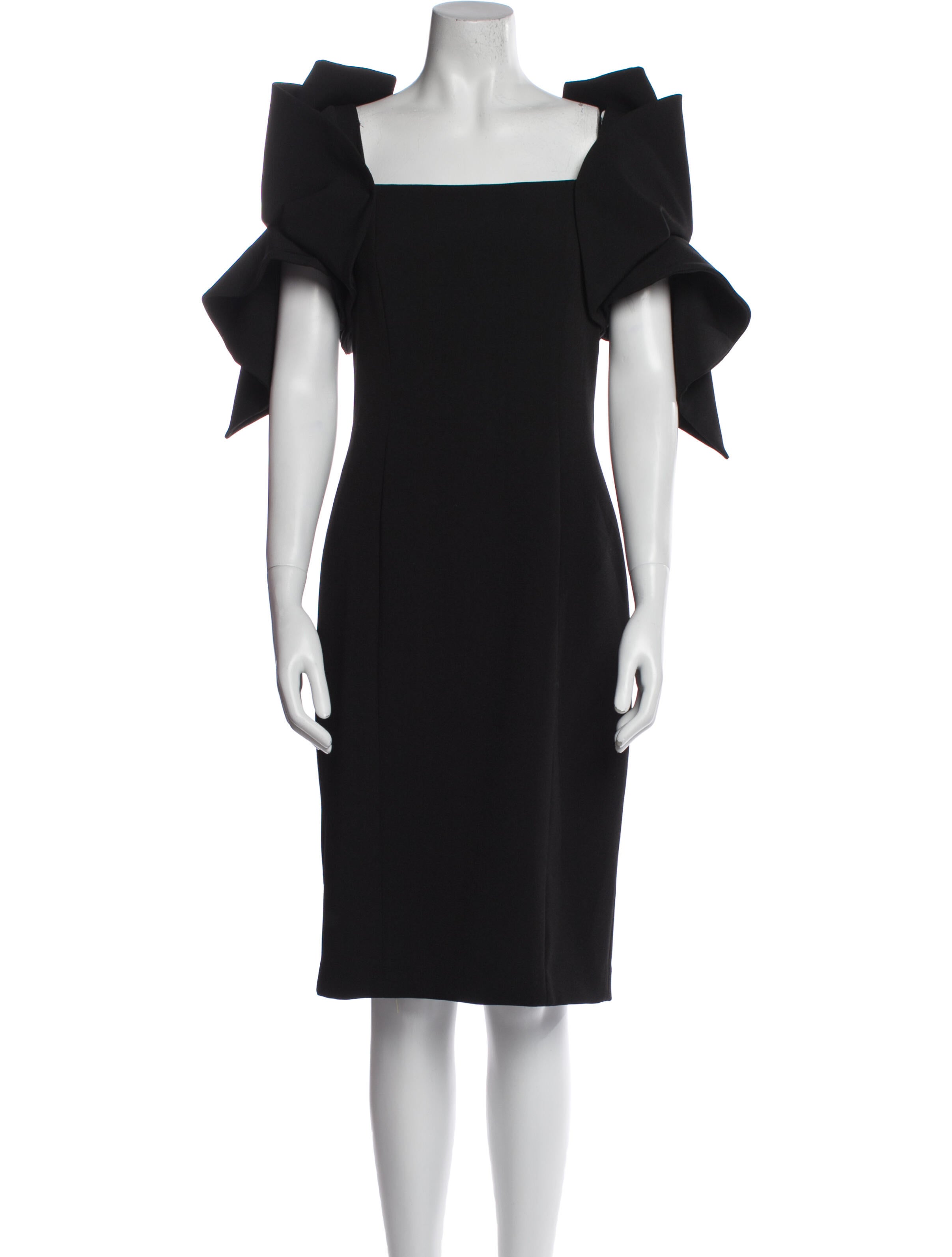 Badgley Mischka Square Neckline Midi Length Dress