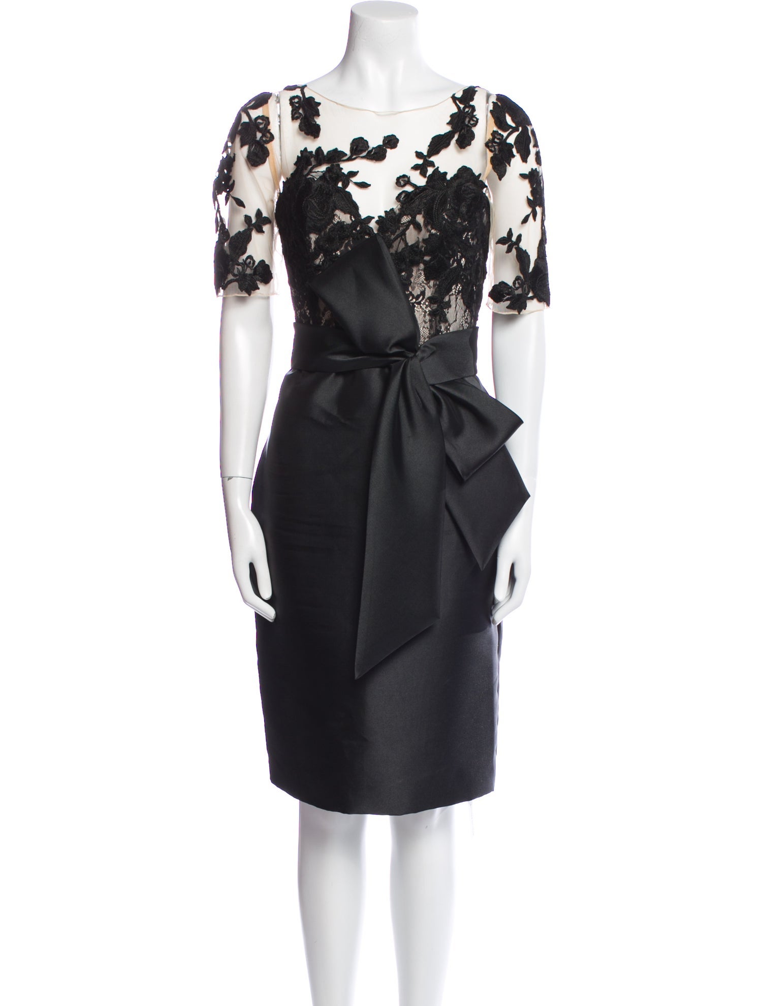 Badgley Mischka Bateau Neckline Midi Length Dress