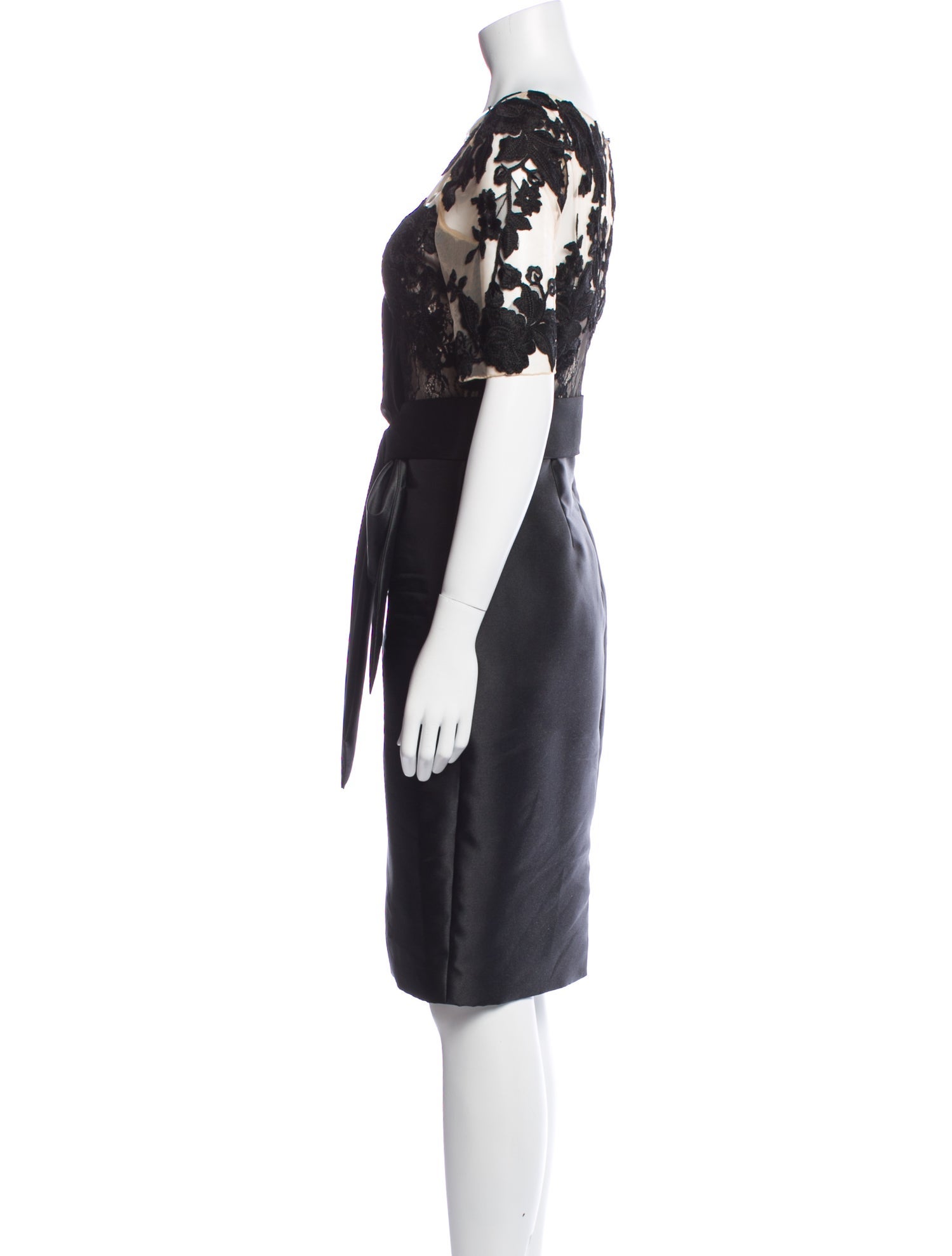 Badgley Mischka Bateau Neckline Midi Length Dress