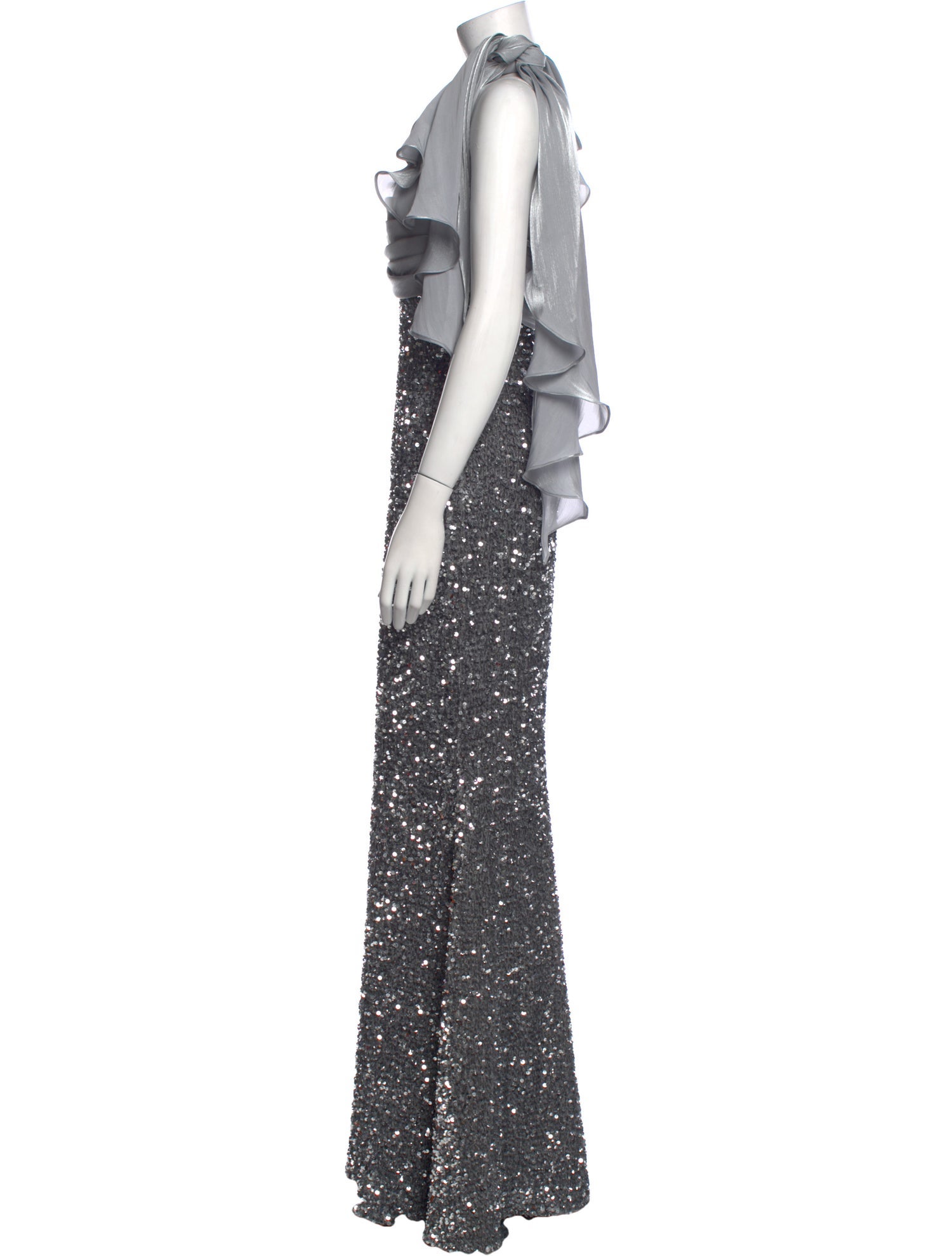 Badgley Mischka One-Shoulder Long Dress