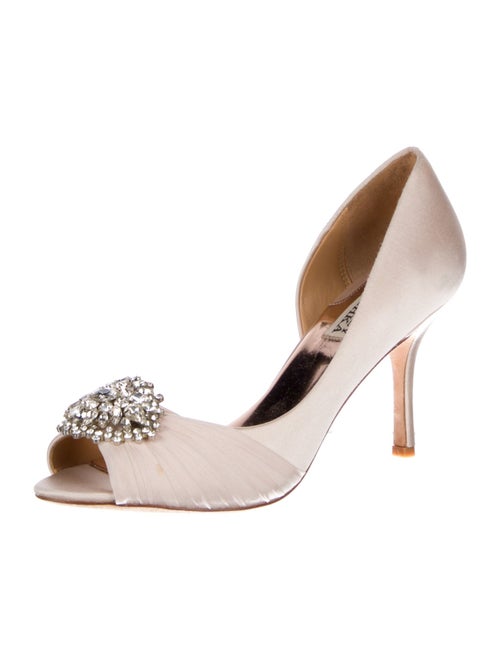 Badgley Mischka Satin Crystal Embellishments D'Orsay Pumps