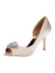 Badgley Mischka Satin Crystal Embellishments D'Orsay Pumps