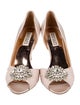 Badgley Mischka Satin Crystal Embellishments D'Orsay Pumps