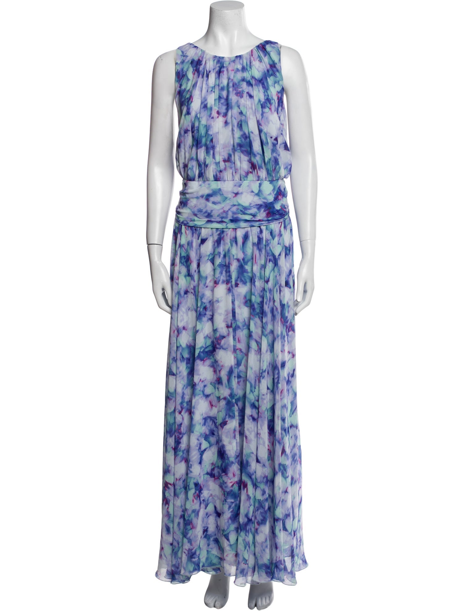 Badgley Mischka Tie-Dye Print Long Dress