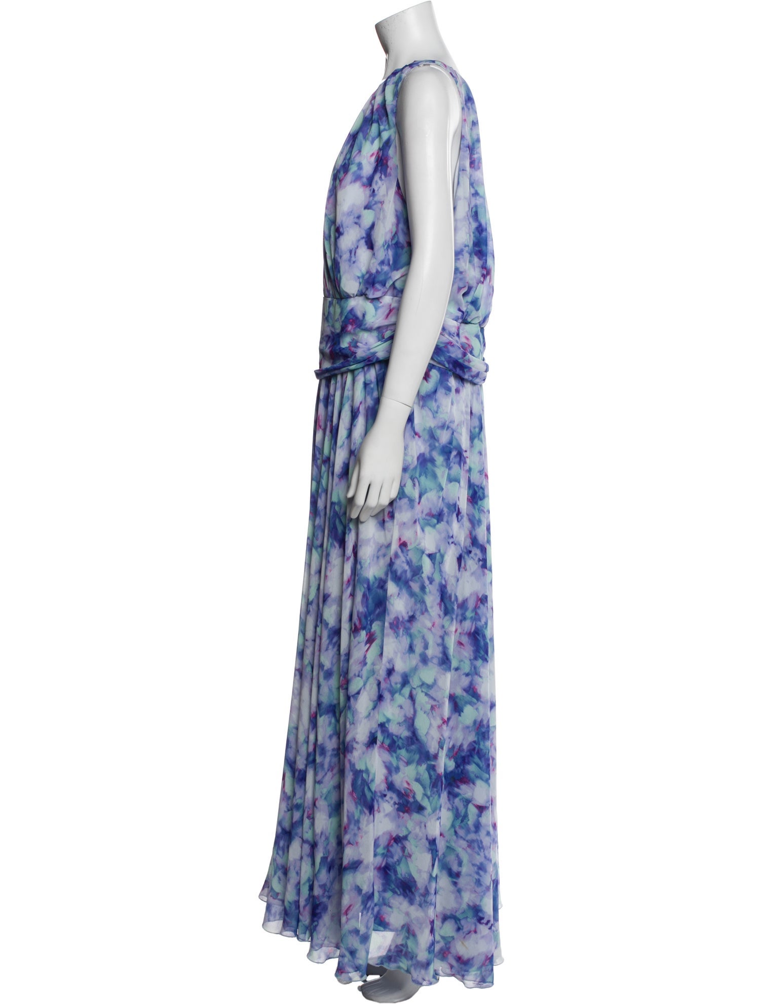 Badgley Mischka Tie-Dye Print Long Dress