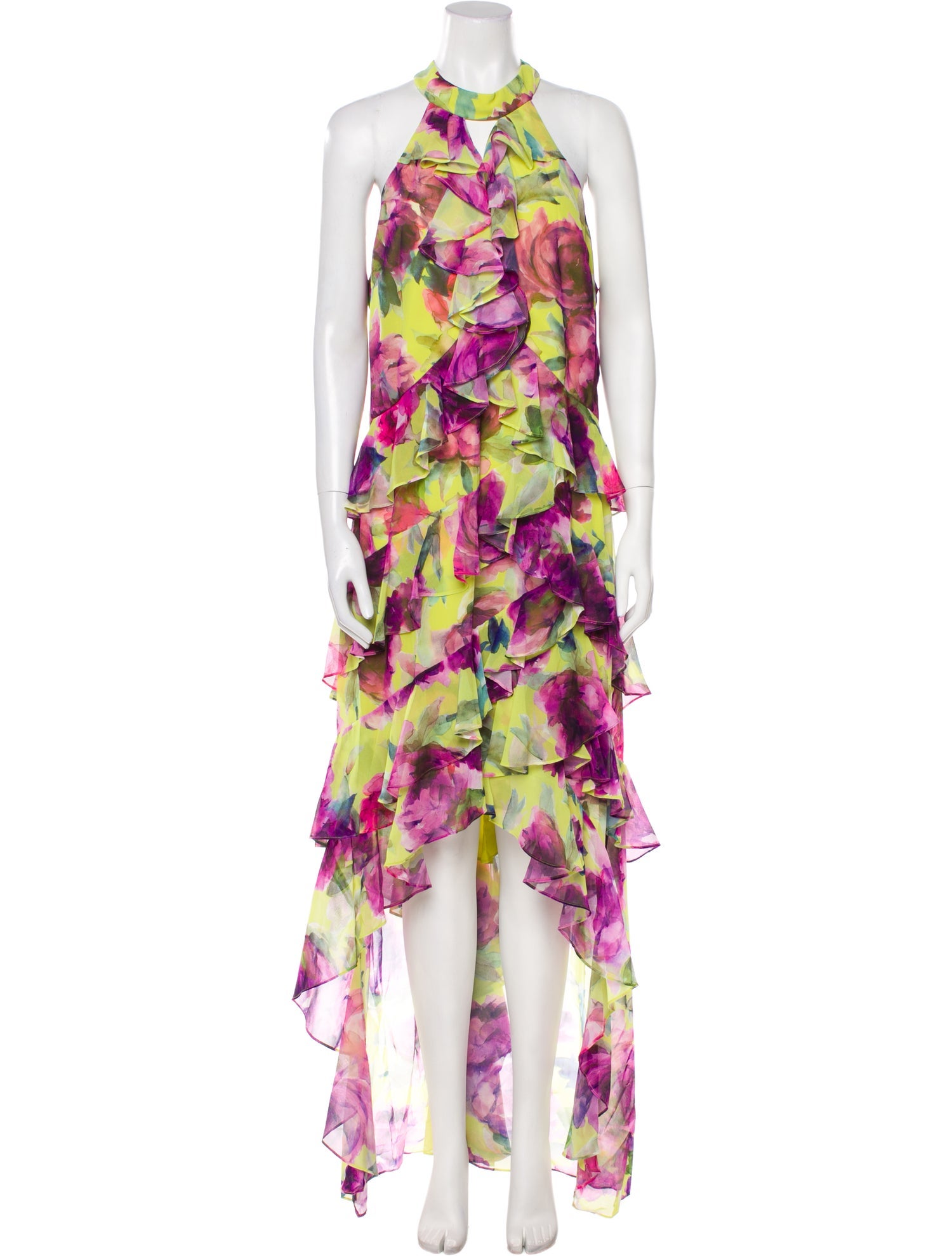 Badgley Mischka Floral Print Long Dress w/ Tags