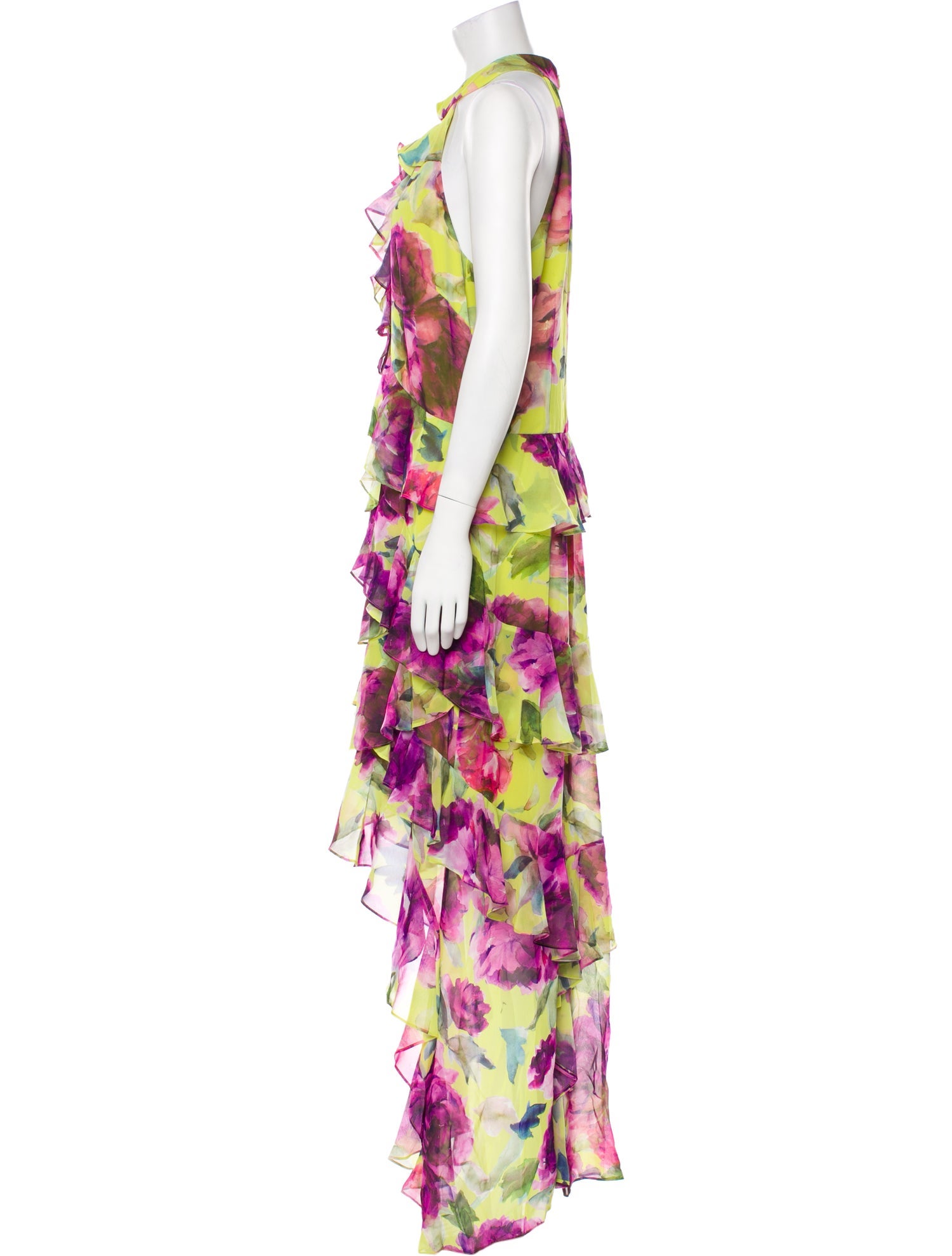 Badgley Mischka Floral Print Long Dress w/ Tags