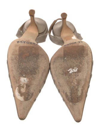 Badgley Mischka Satin Crystal Embellishments Slingback Pumps