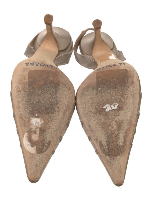 Badgley Mischka Satin Crystal Embellishments Slingback Pumps