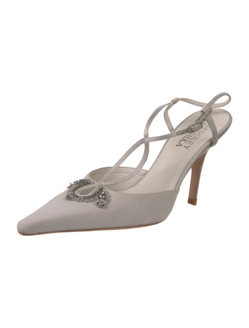 Badgley Mischka Satin Crystal Embellishments T-Strap Pumps