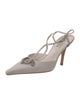 Badgley Mischka Satin Crystal Embellishments T-Strap Pumps