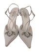 Badgley Mischka Satin Crystal Embellishments T-Strap Pumps