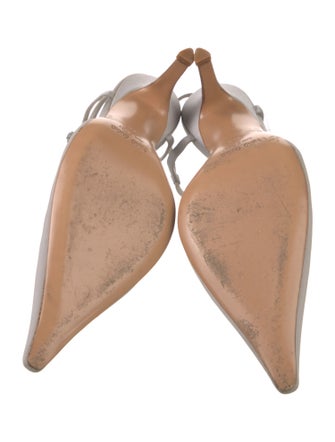 Badgley Mischka Satin Crystal Embellishments T-Strap Pumps