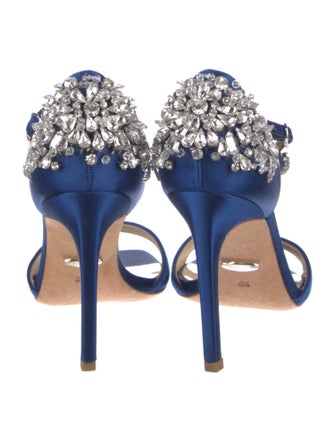 Badgley Mischka Satin Crystal Embellishments Sandals
