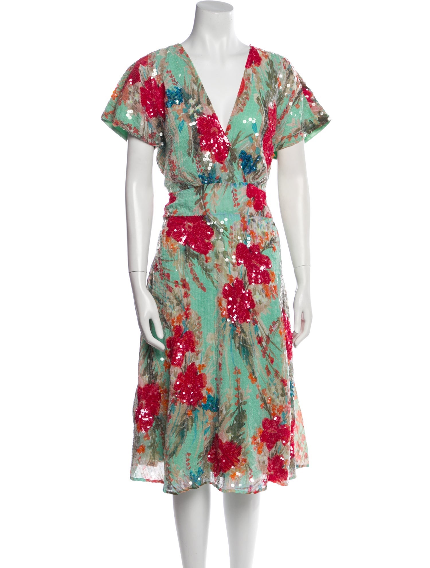 Badgley Mischka Floral Print Midi Length Dress