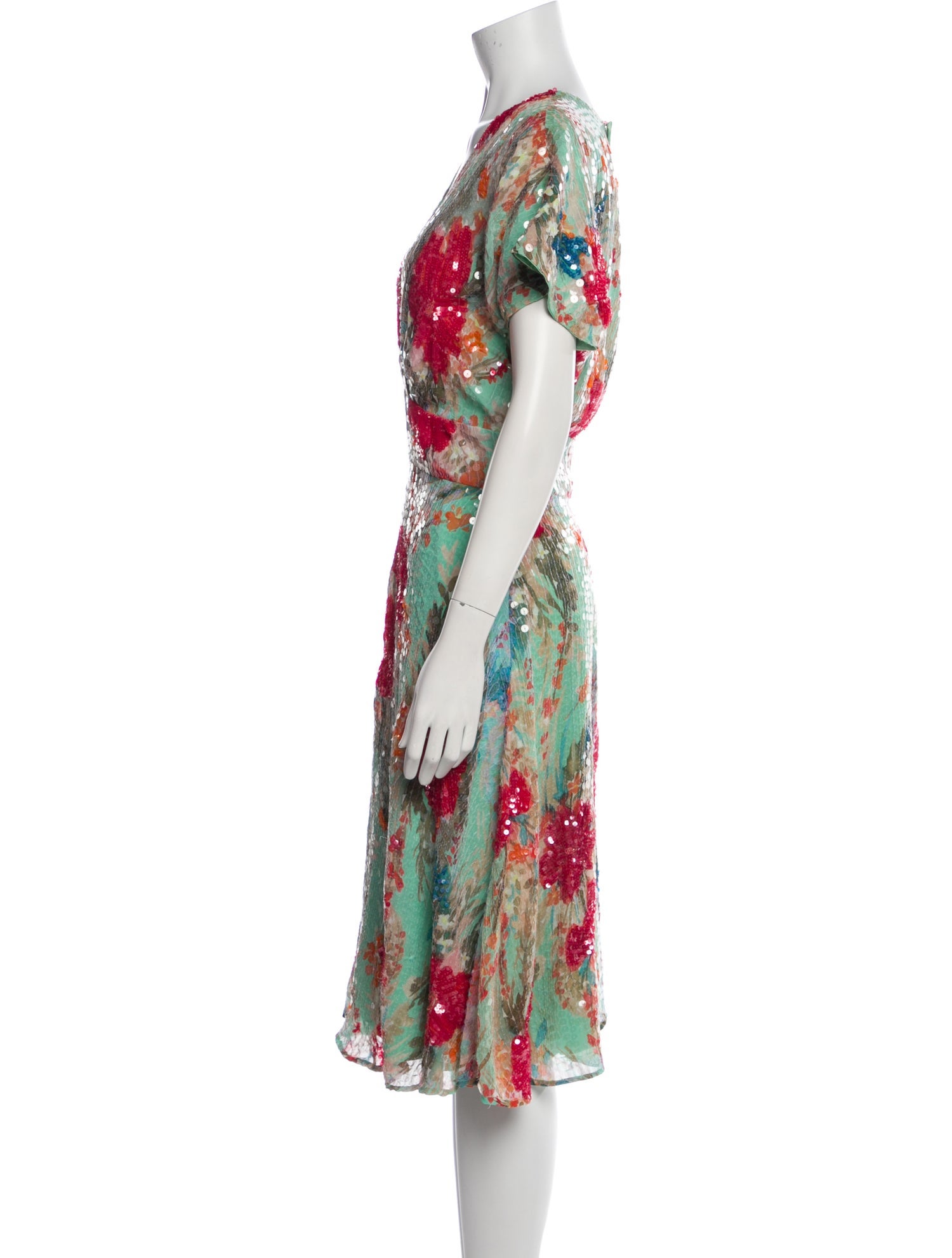 Badgley Mischka Floral Print Midi Length Dress