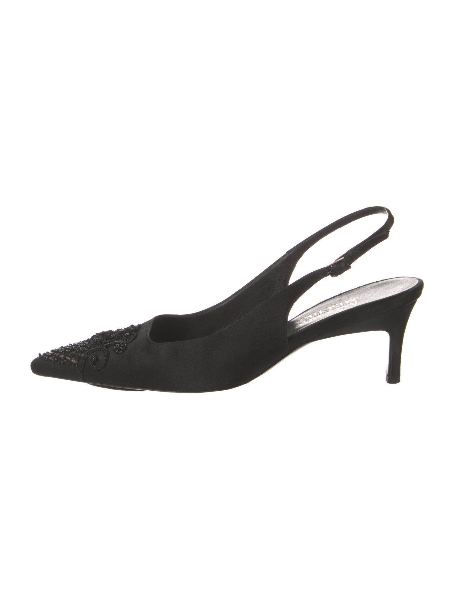 Badgley Mischka Satin Mesh Accents Slingback Pumps