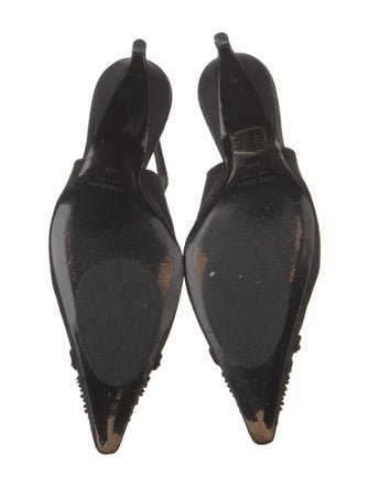 Badgley Mischka Satin Mesh Accents Slingback Pumps