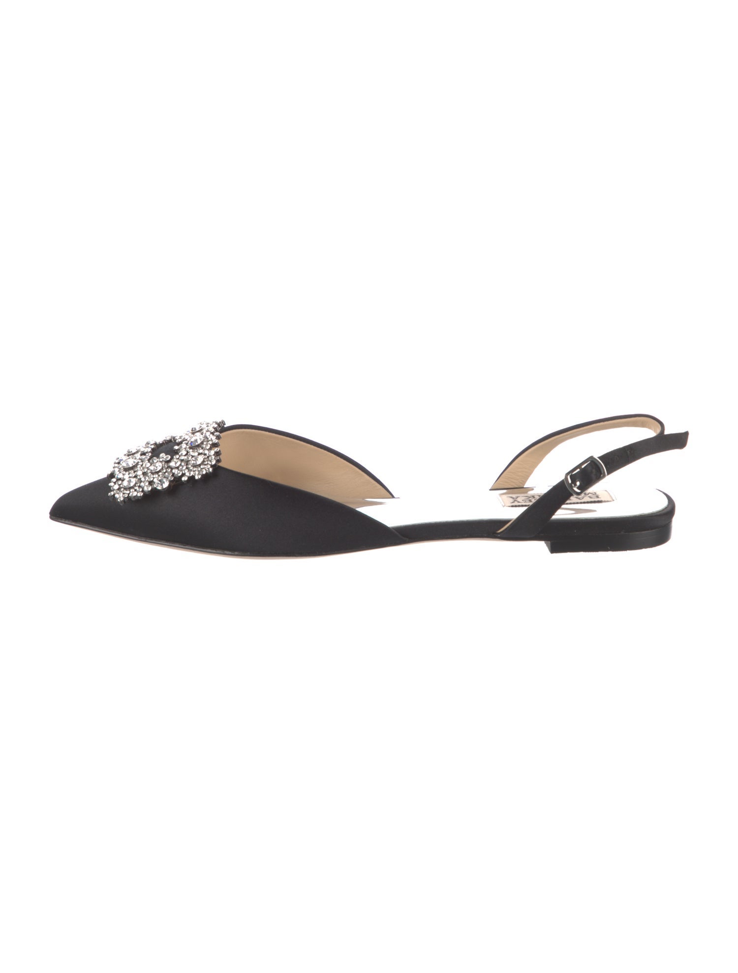 Badgley Mischka Satin Crystal Embellishments Slingback Flats