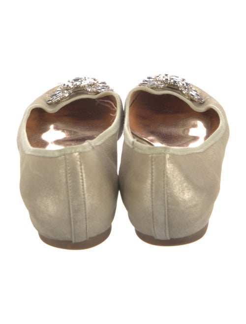 Badgley Mischka Satin Crystal Embellishments Ballet Flats