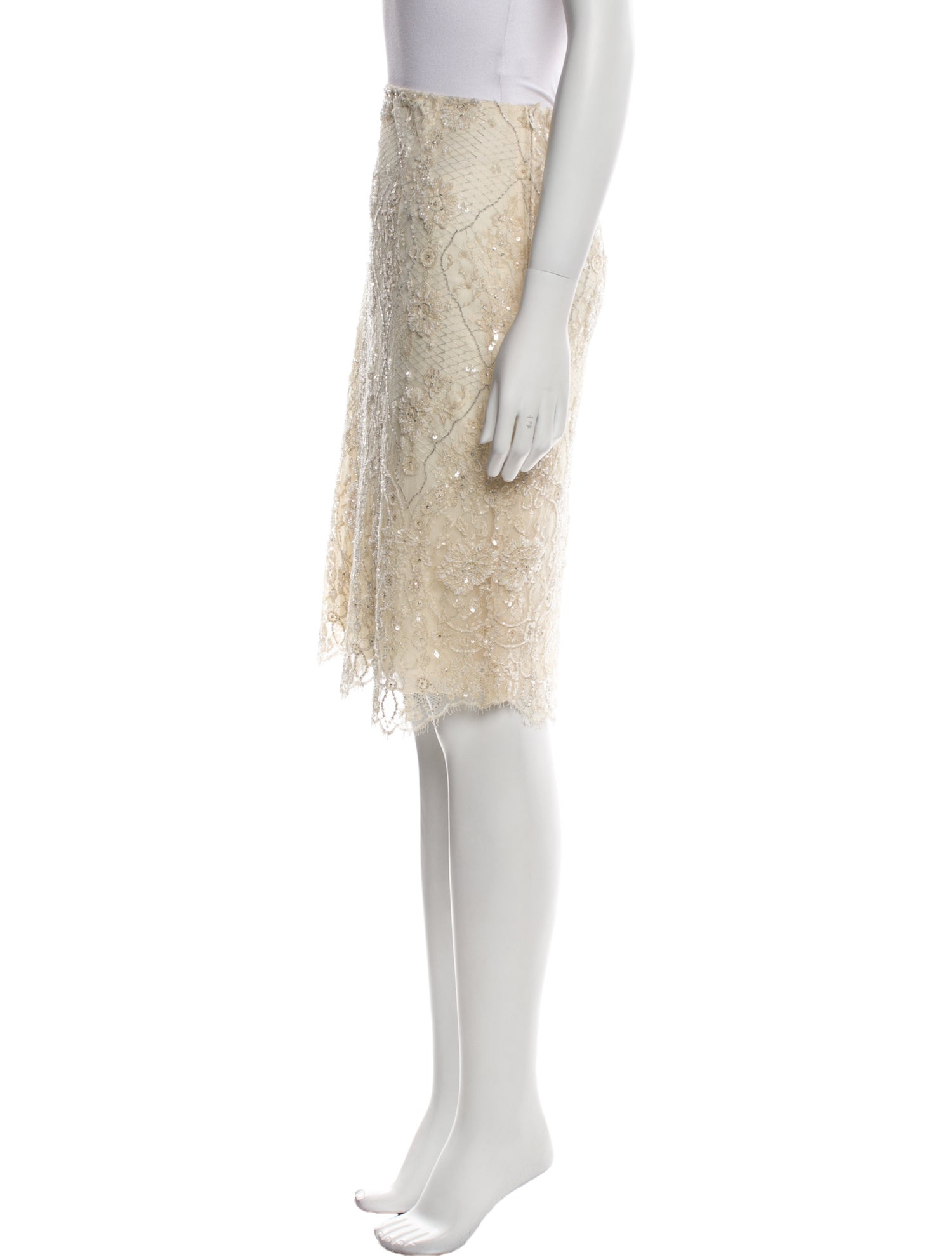 Badgley Mischka Lace Pattern Knee-Length Skirt