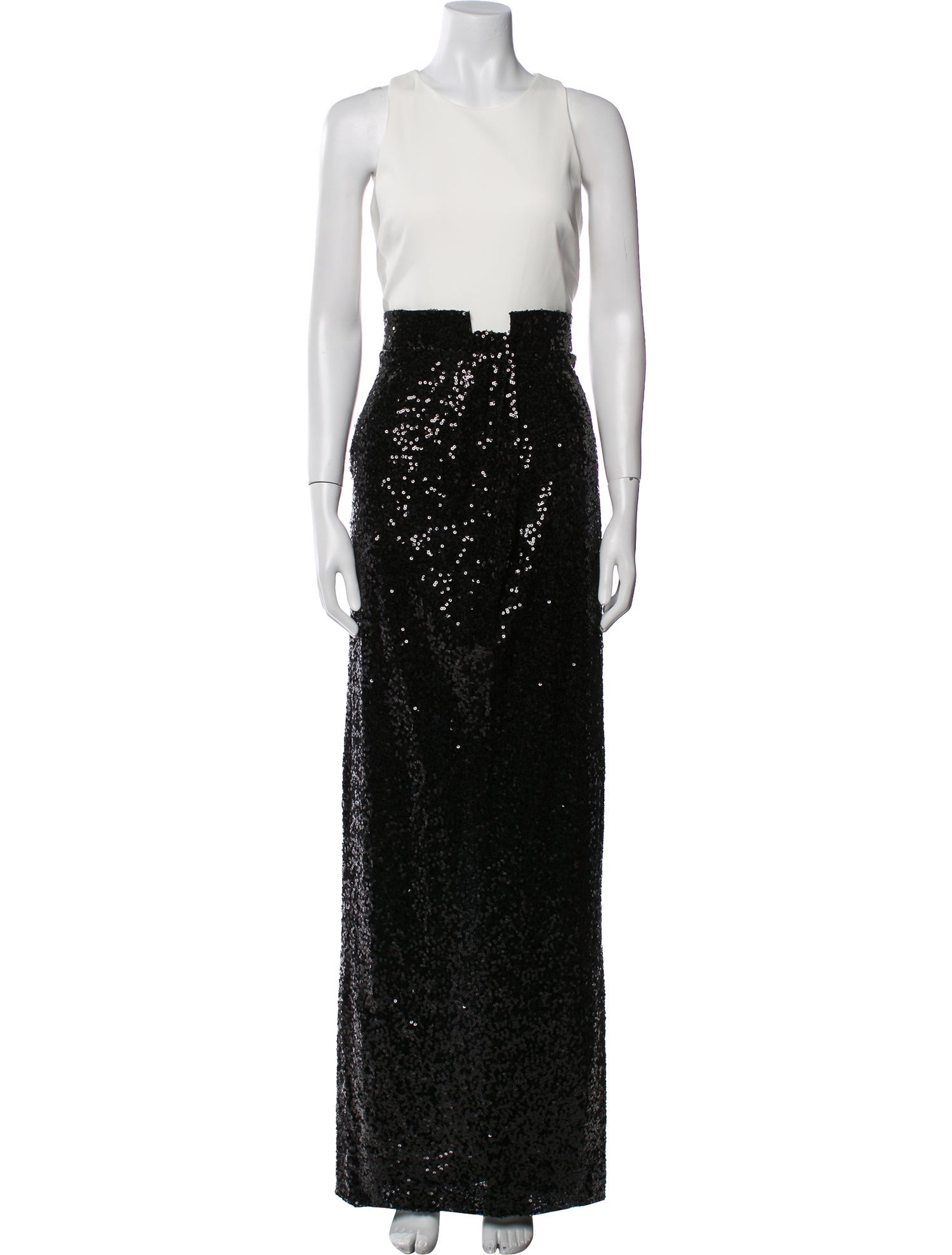 Badgley Mischka Crew Neck Long Dress