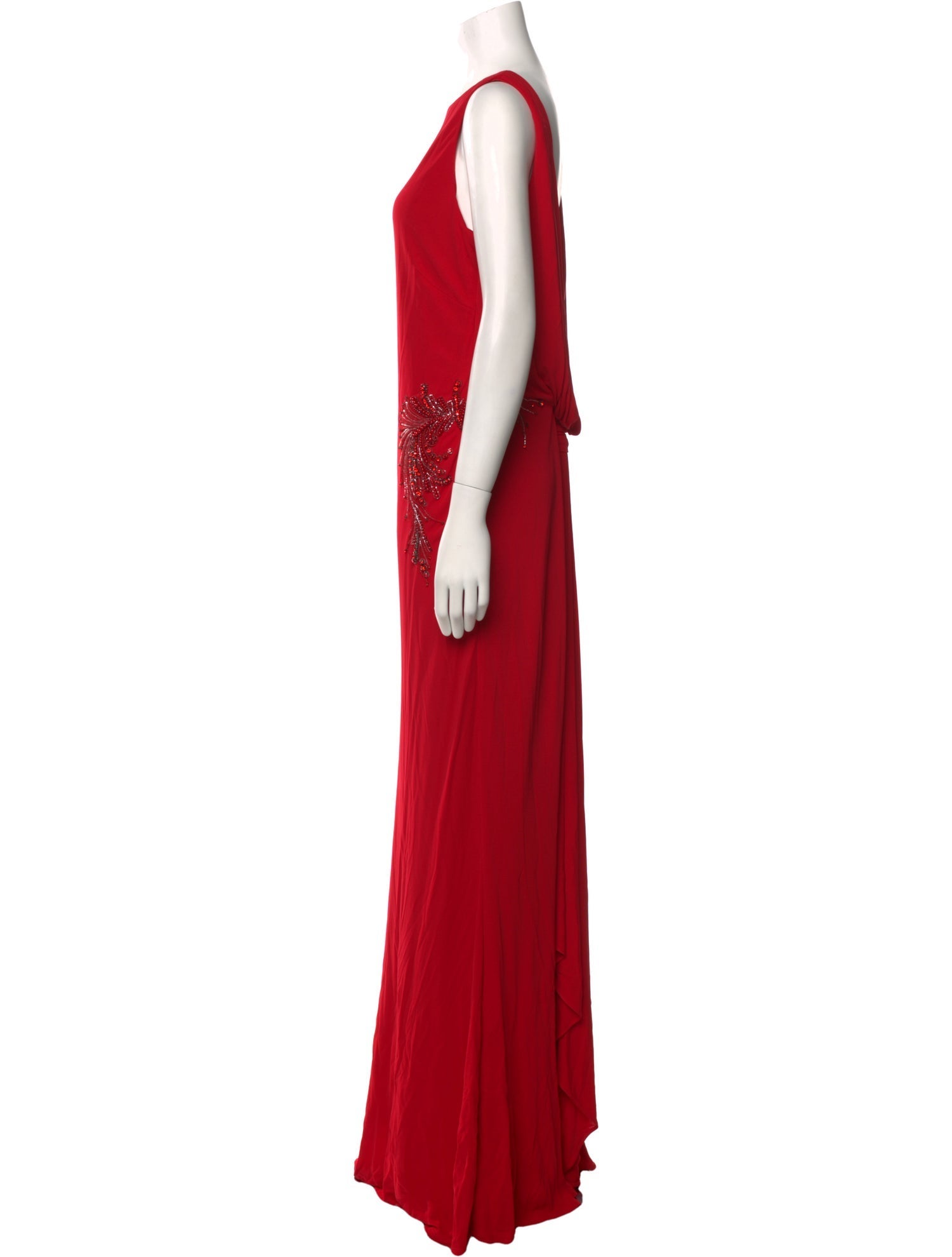 Badgley Mischka Bateau Neckline Long Dress