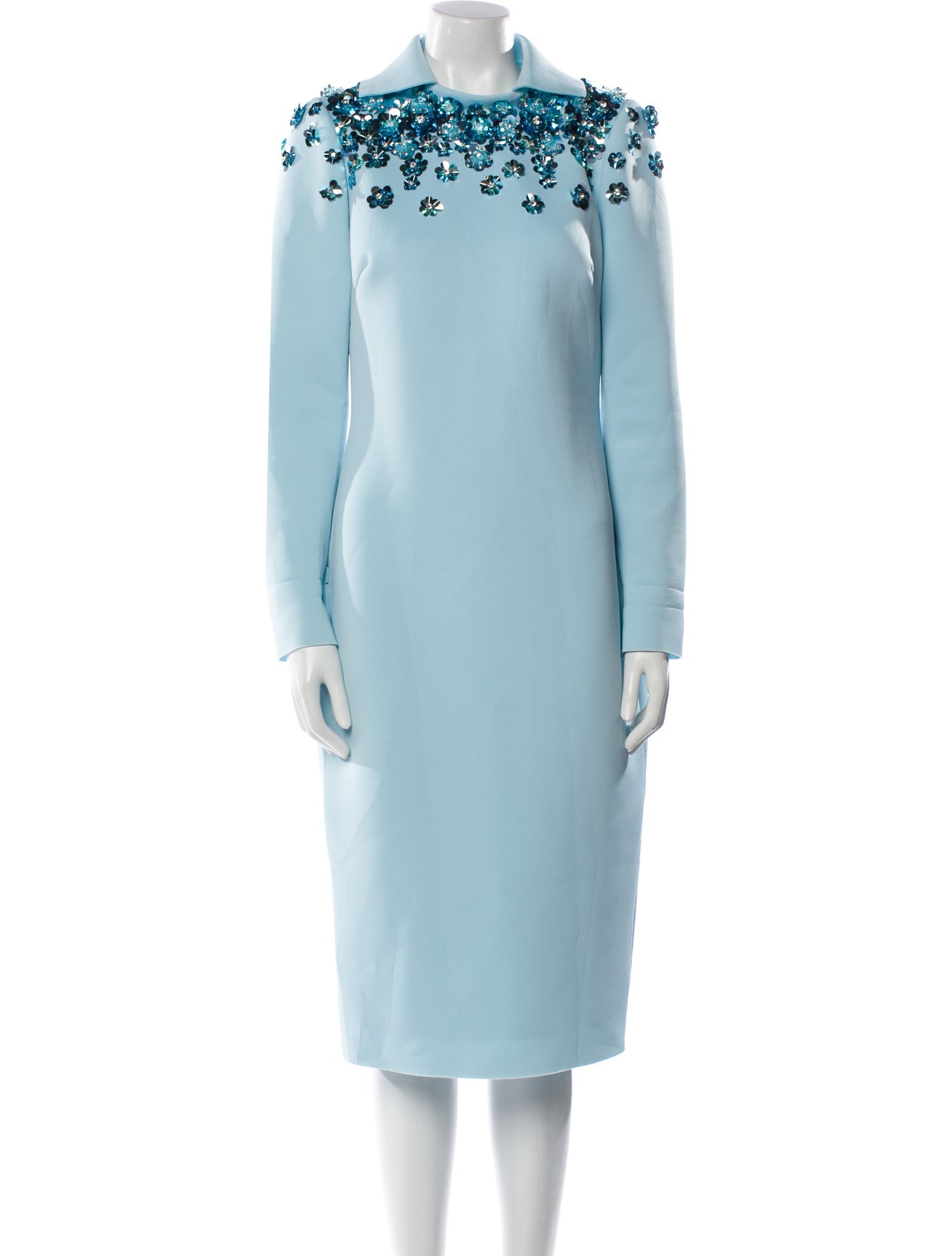 Badgley Mischka Off-The-Shoulder Midi Length Dress