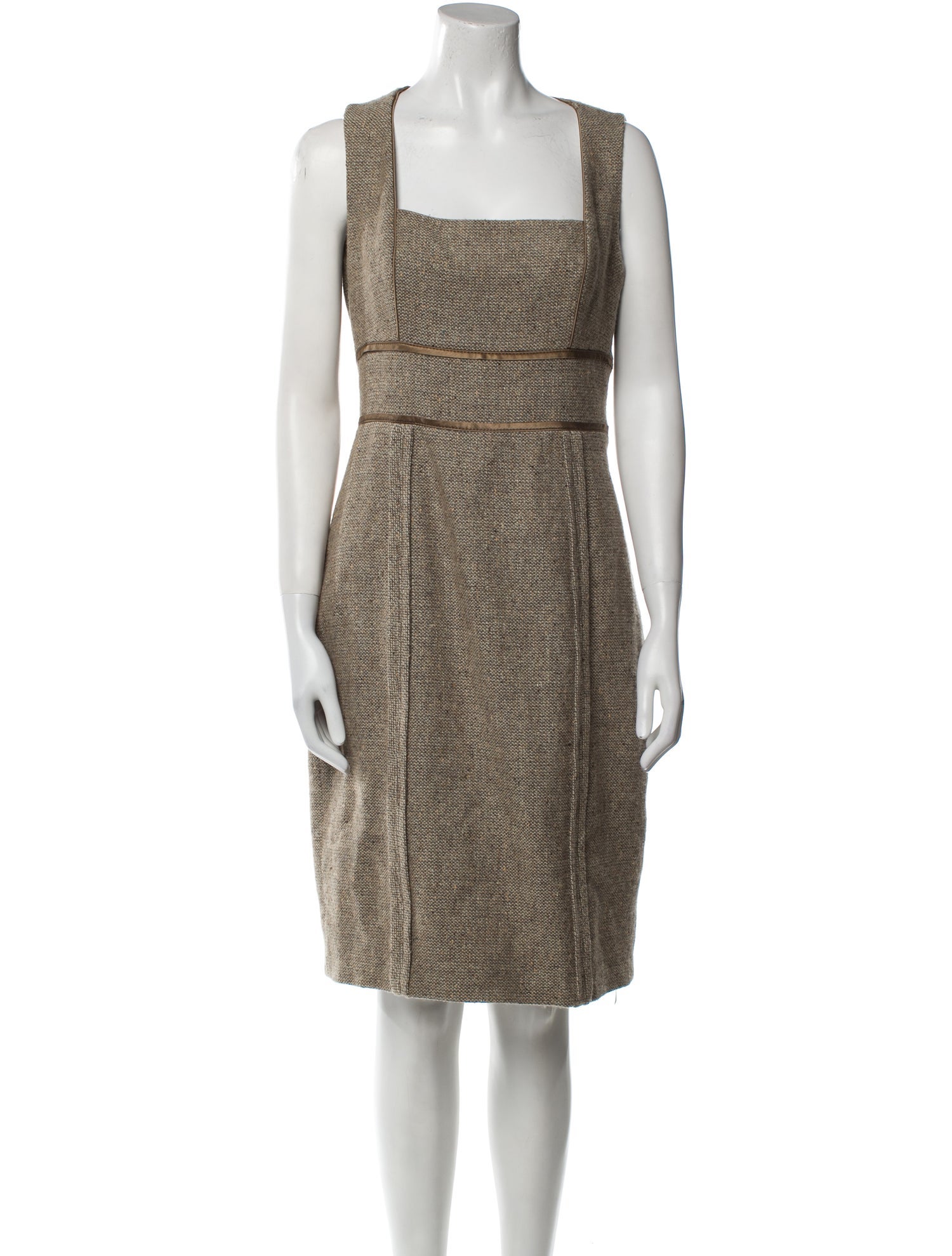 Badgley Mischka Square Neckline Knee-Length Dress