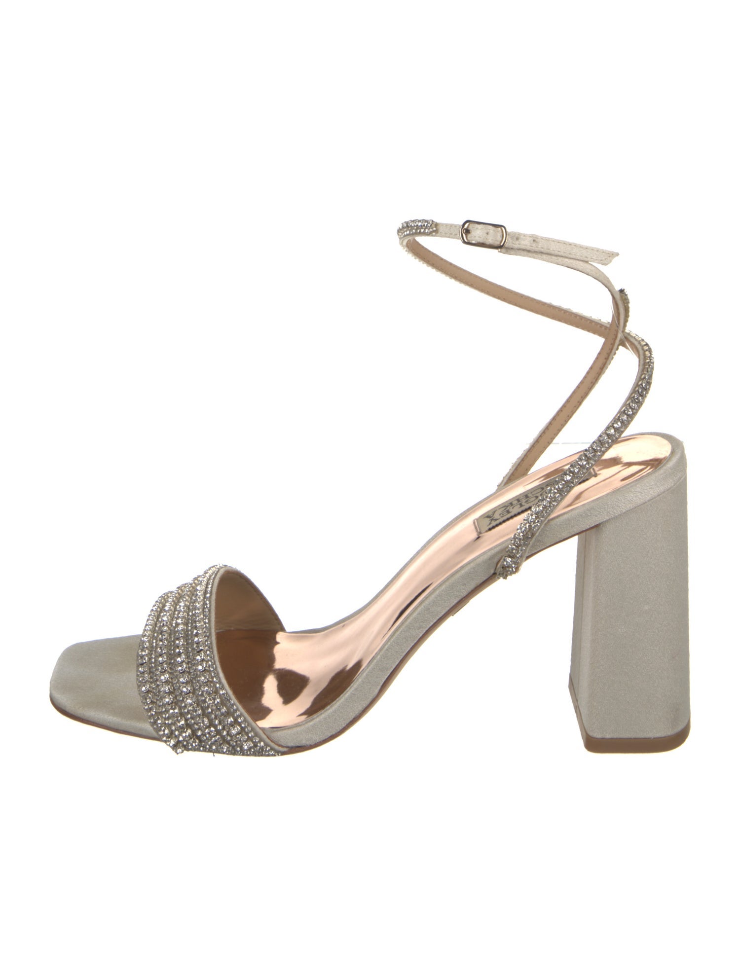 Badgley Mischka Silk Crystal Embellishments Slingback Sandals