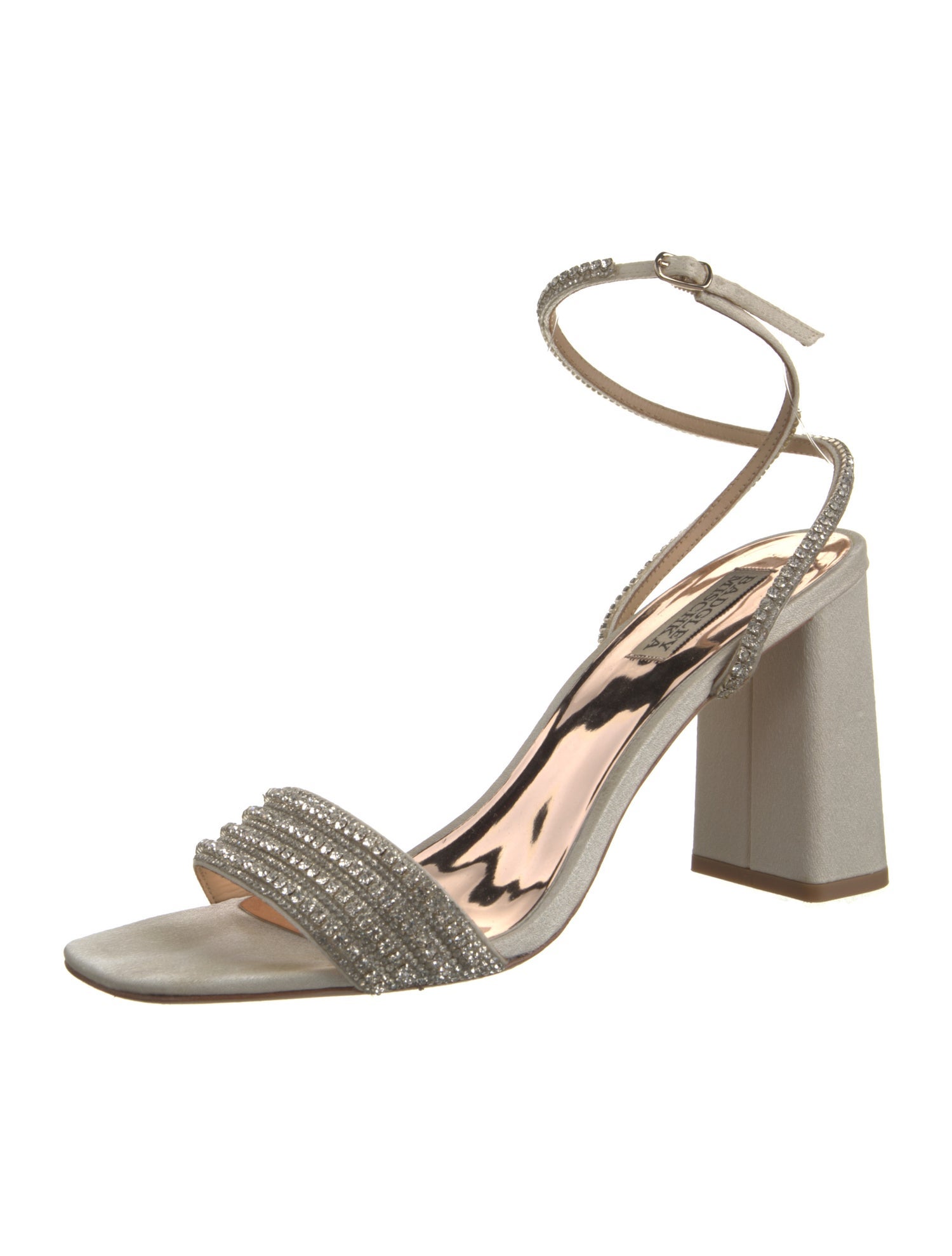 Badgley Mischka Silk Crystal Embellishments Slingback Sandals