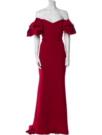 Badgley Mischka Off-The-Shoulder Long Dress