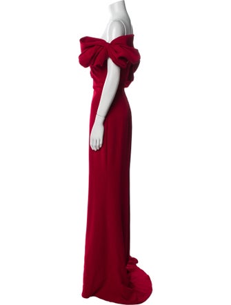 Badgley Mischka Off-The-Shoulder Long Dress