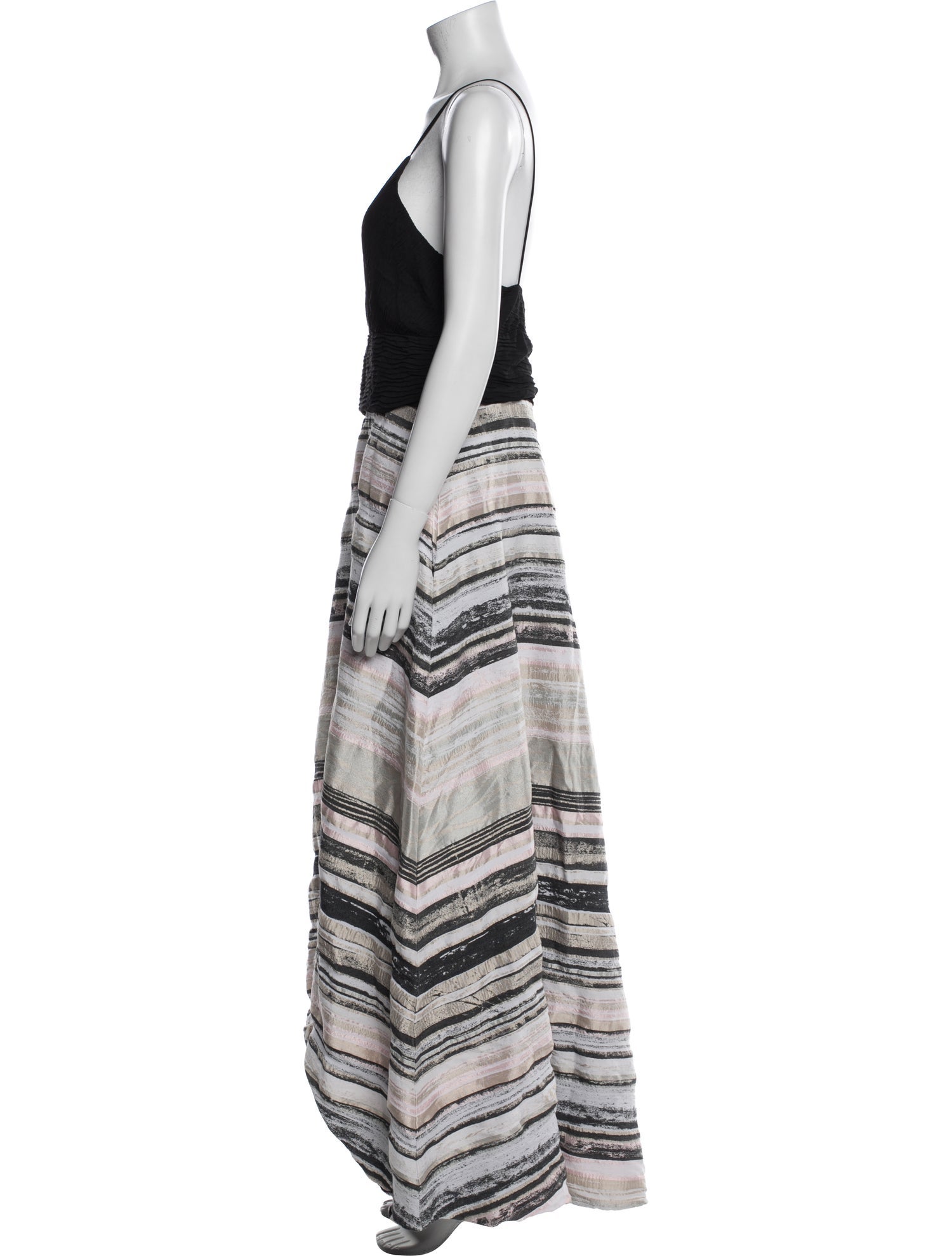 Badgley Mischka Striped Long Dress