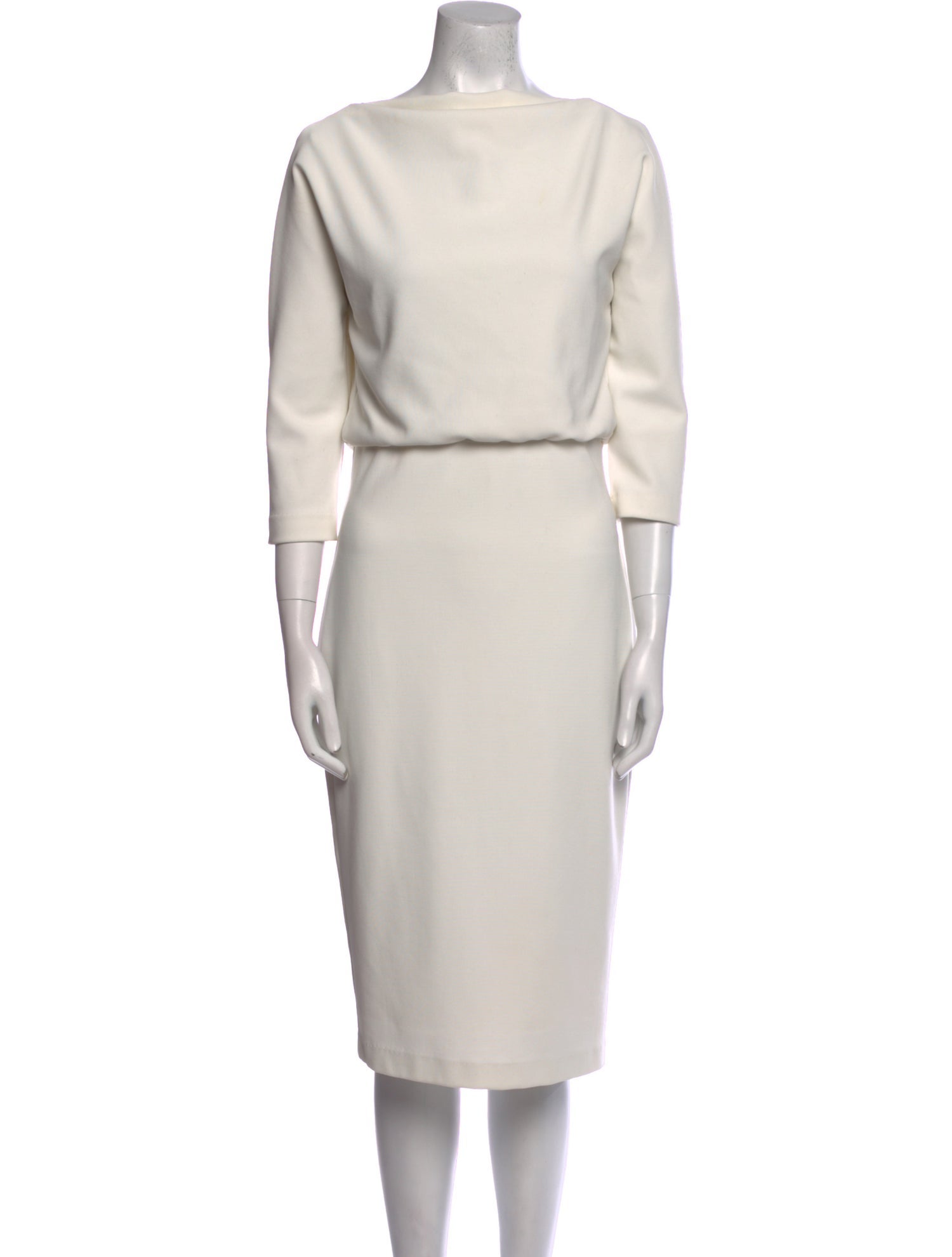 Badgley Mischka Bateau Neckline Midi Length Dress