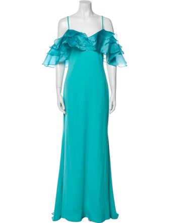 Badgley Mischka Off-The-Shoulder Long Dress