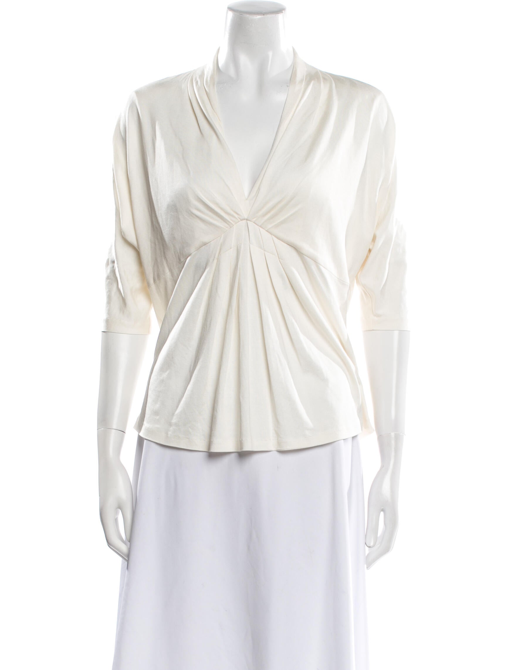 Badgley Mischka Silk V-Neck Blouse