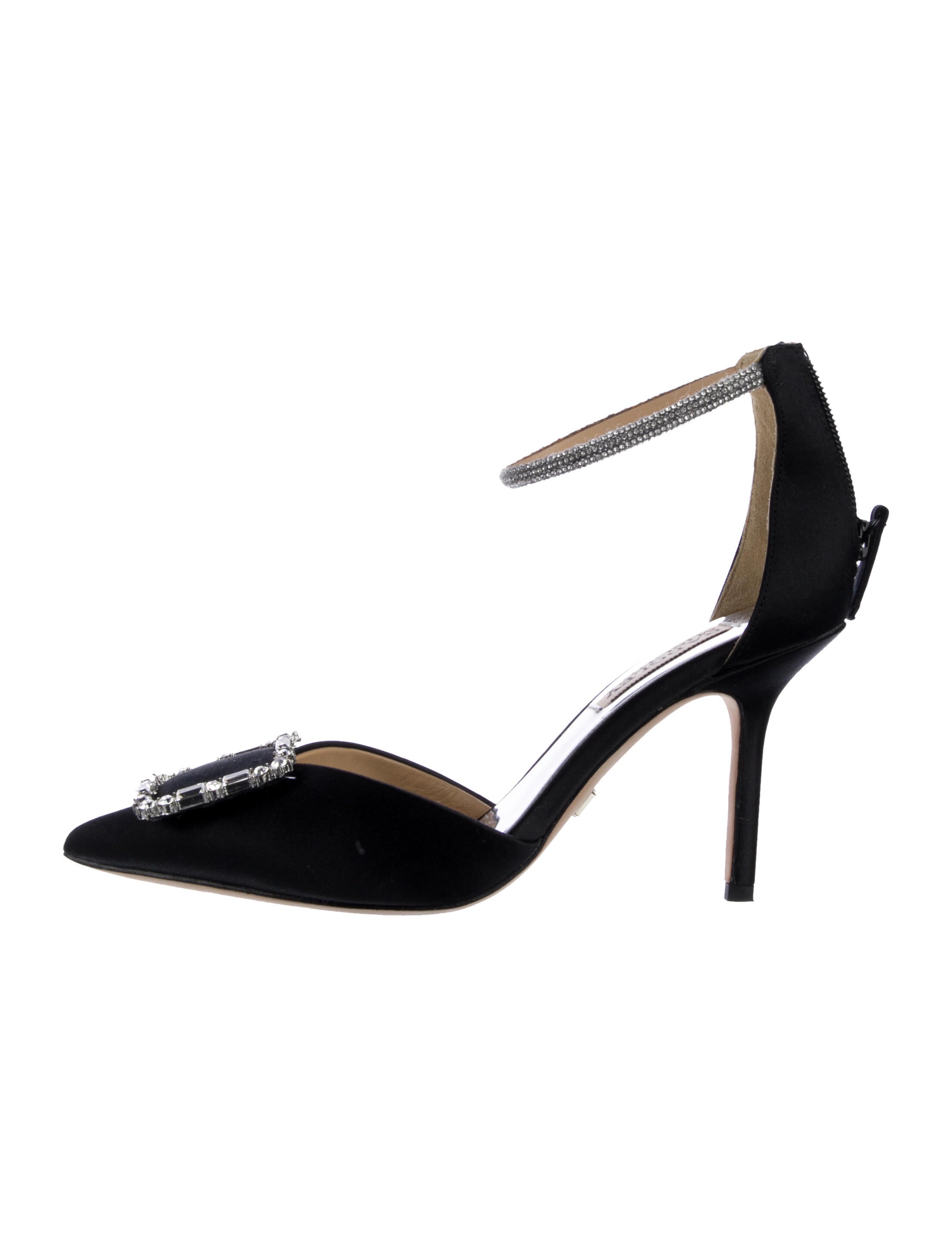 Badgley Mischka Satin Crystal Embellishments D'Orsay Pumps