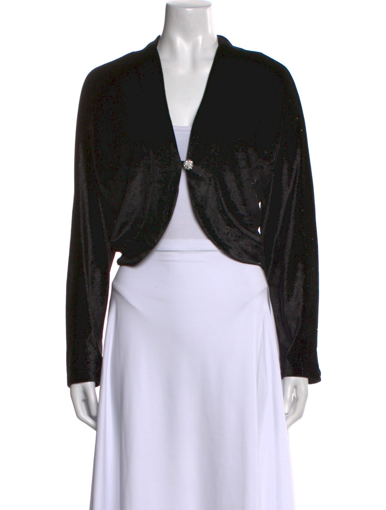 Badgley Mischka V-Neck Long Sleeve Crop Top