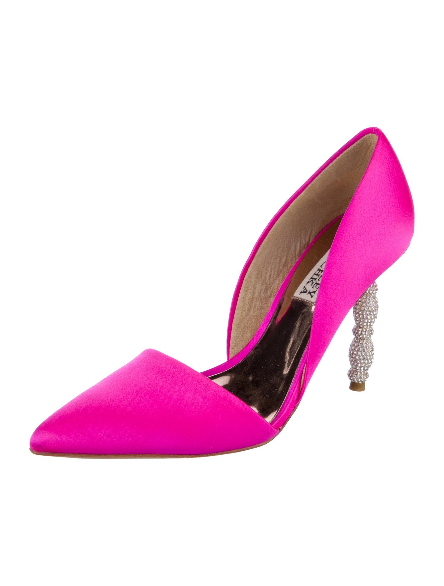 Badgley Mischka Satin Crystal Embellishments D'Orsay Pumps