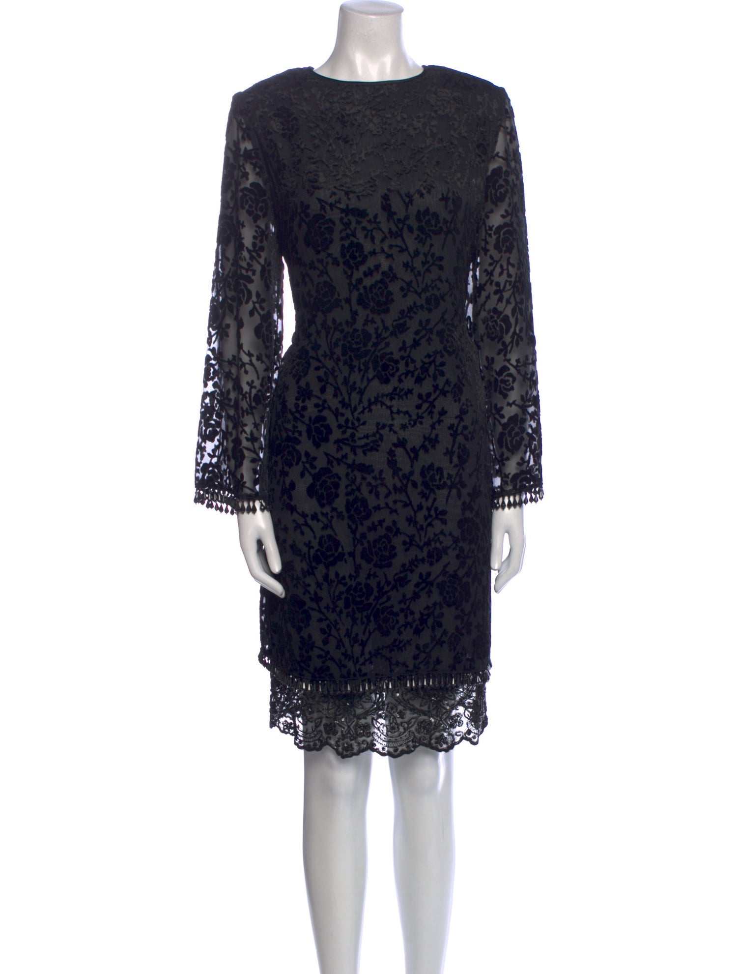 Badgley Mischka Lace Pattern Midi Length Dress