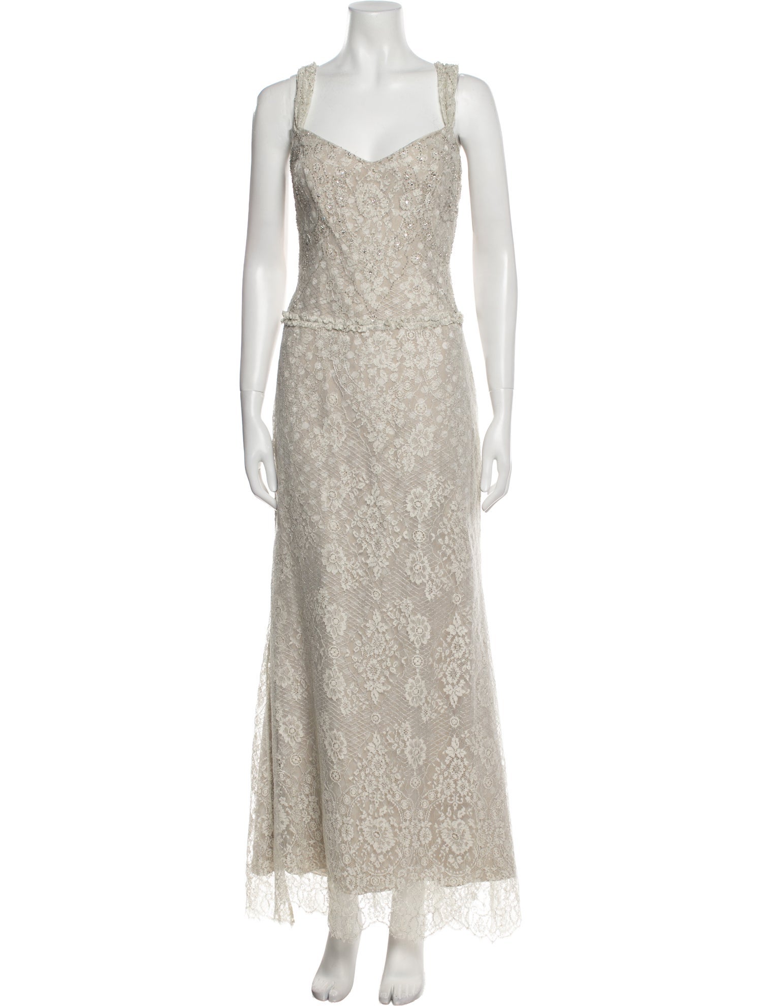 Badgley Mischka Lace Pattern Long Dress