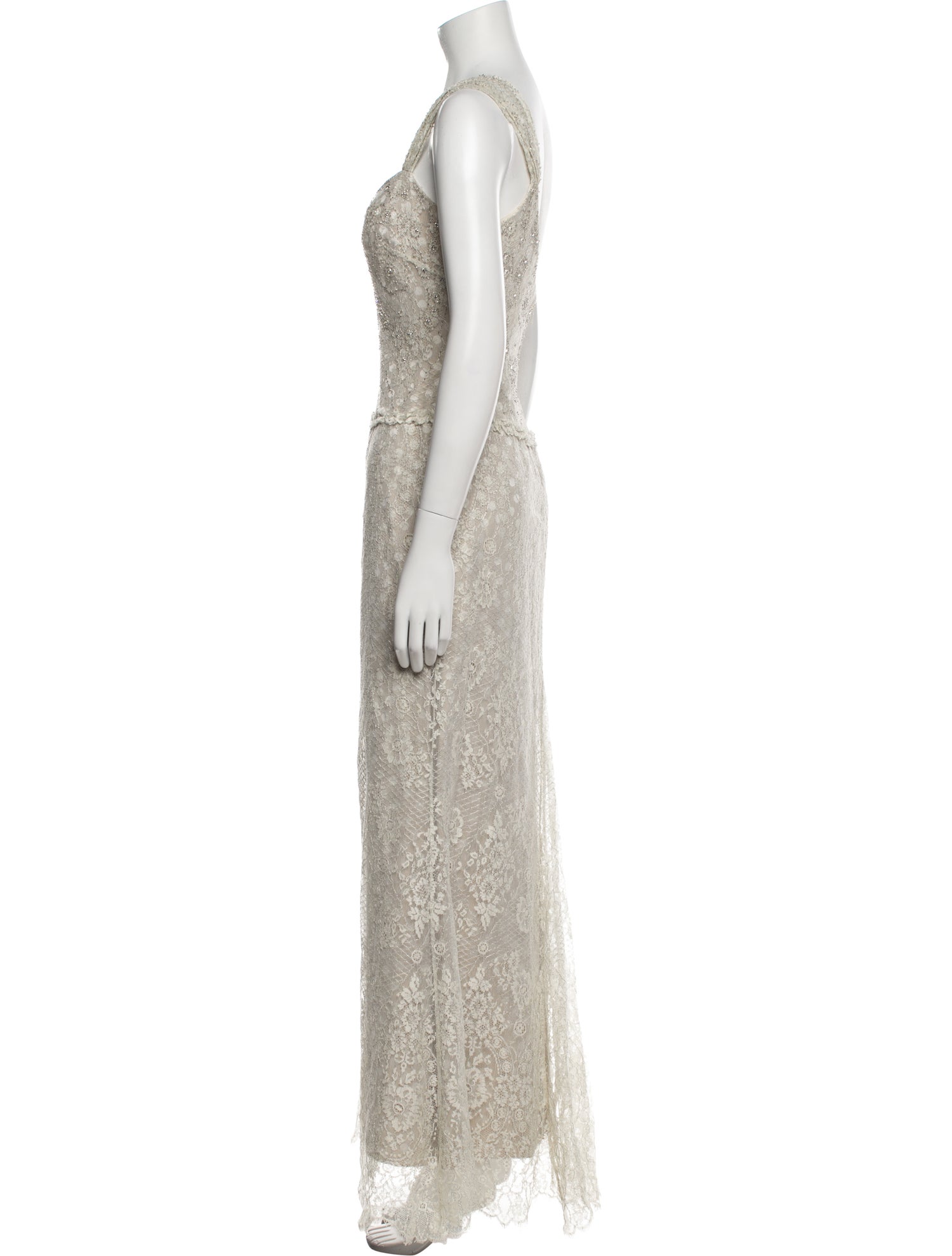 Badgley Mischka Lace Pattern Long Dress