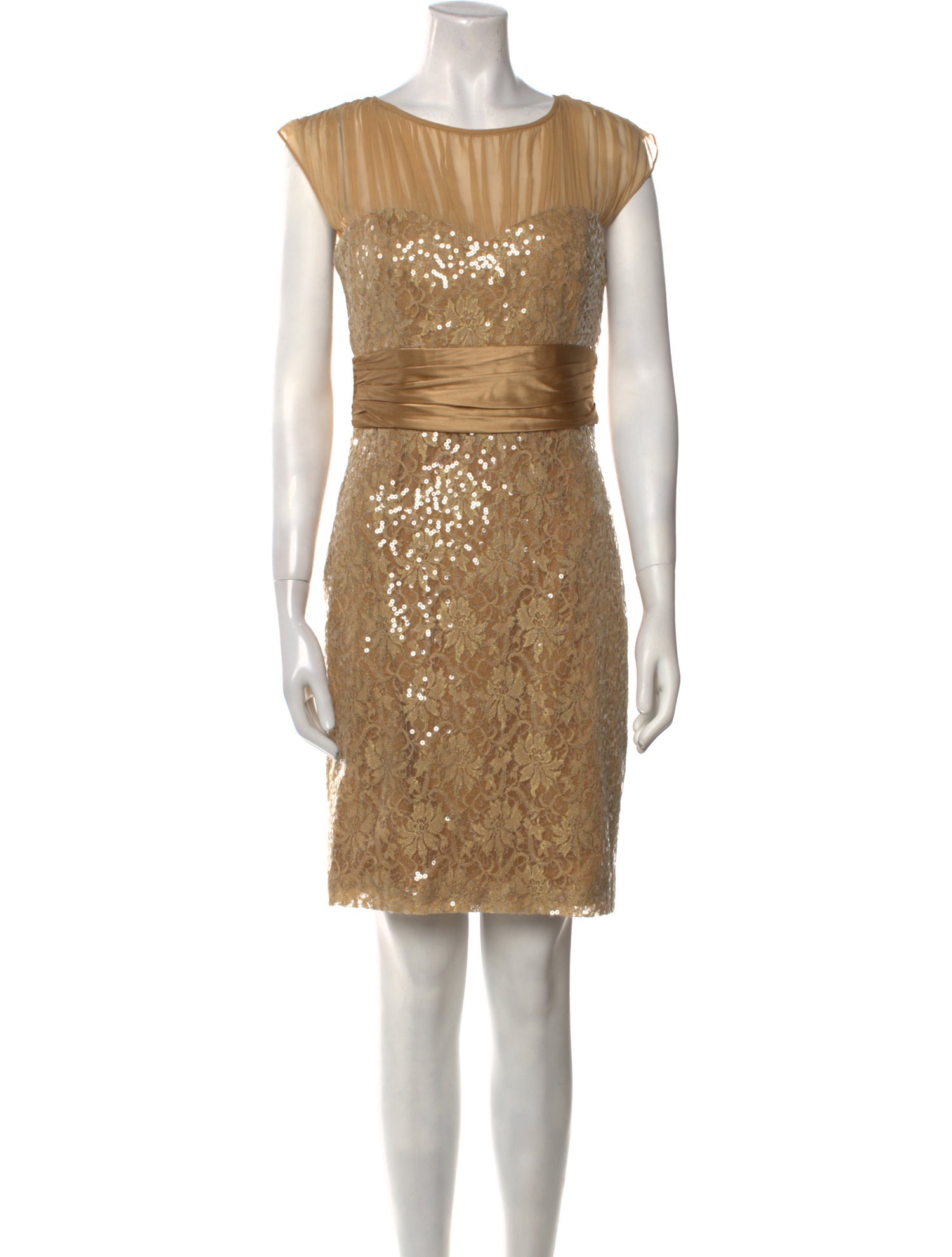 Badgley Mischka Bateau Neckline Mini Dress
