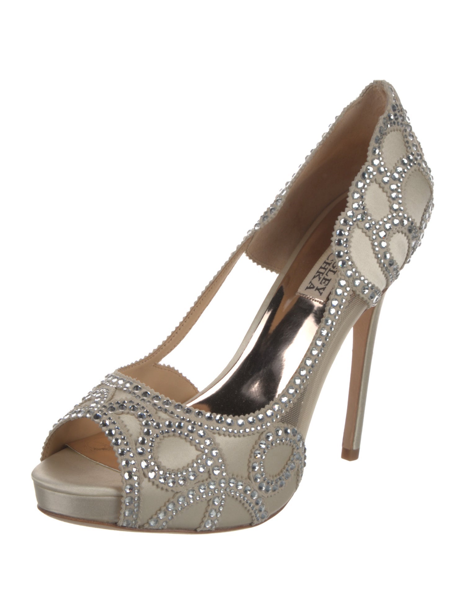 Badgley Mischka Satin Mesh Accents Pumps